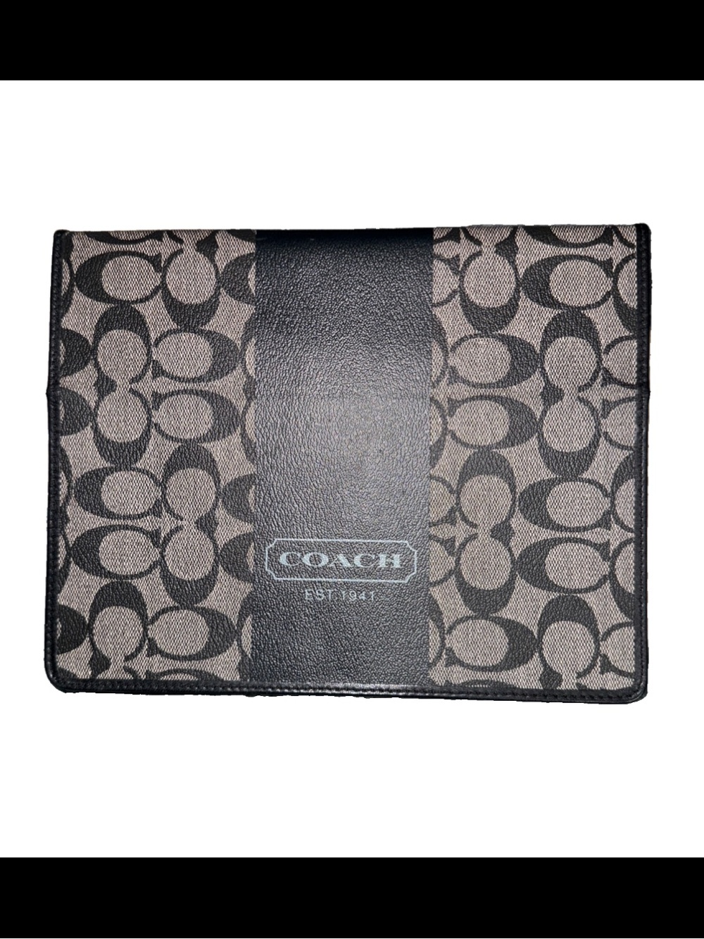 Coach Signature Vintage iPad Case Black & Gray with Leather Trim